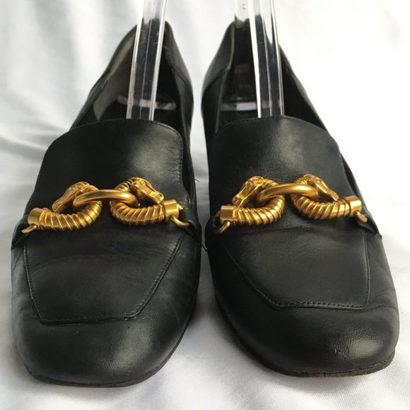 Tory Burch Jessa loafer gold horsebit block heel 9 - Picture 3 of 14